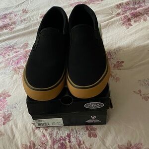 Lugz Black and Tan Slip-On Sneakers